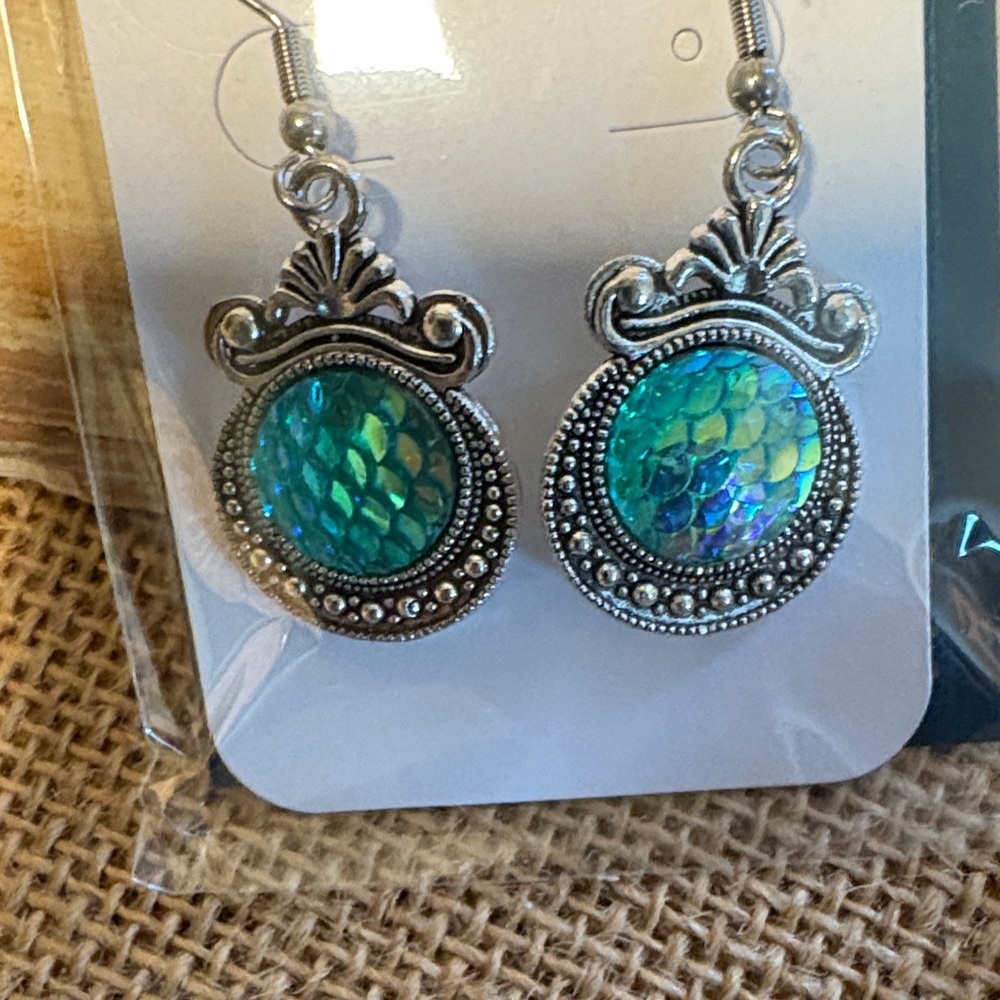 Elegant Silver and Teal Earrings